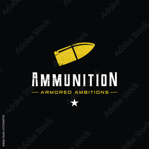 Bullet ammunition logo template design with vintage style.