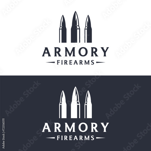 Bullet ammunition logo template design with vintage style.