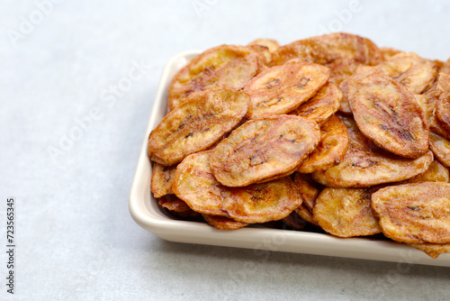 Crispy banana chips. Fruit snack