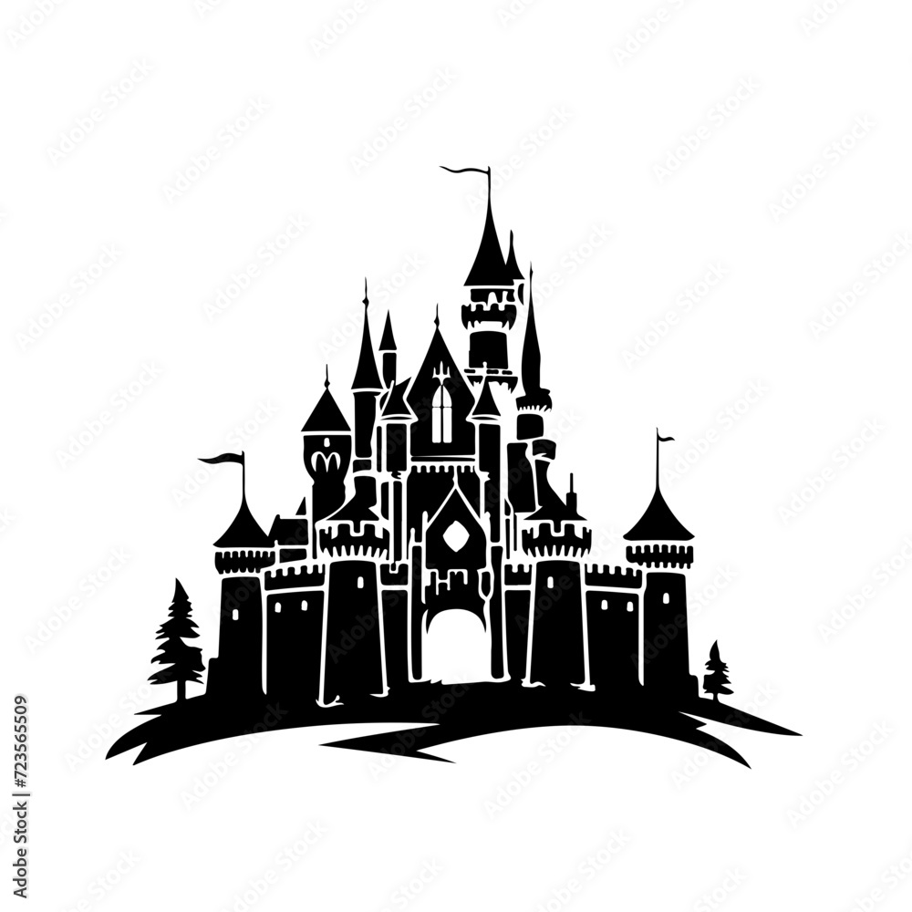 Castle Silhouette Logo Monochrome Design Style