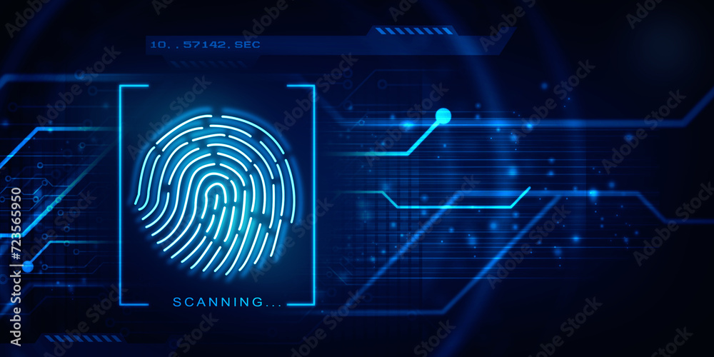 Fototapeta premium Fingerprint Scanning Technology Concept 2d Illustration