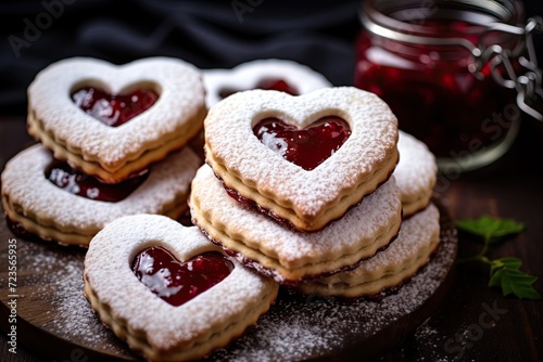 A box of delicious heart-shaped jelly sandwiches filled with jam and butter, awaiting enjoyment