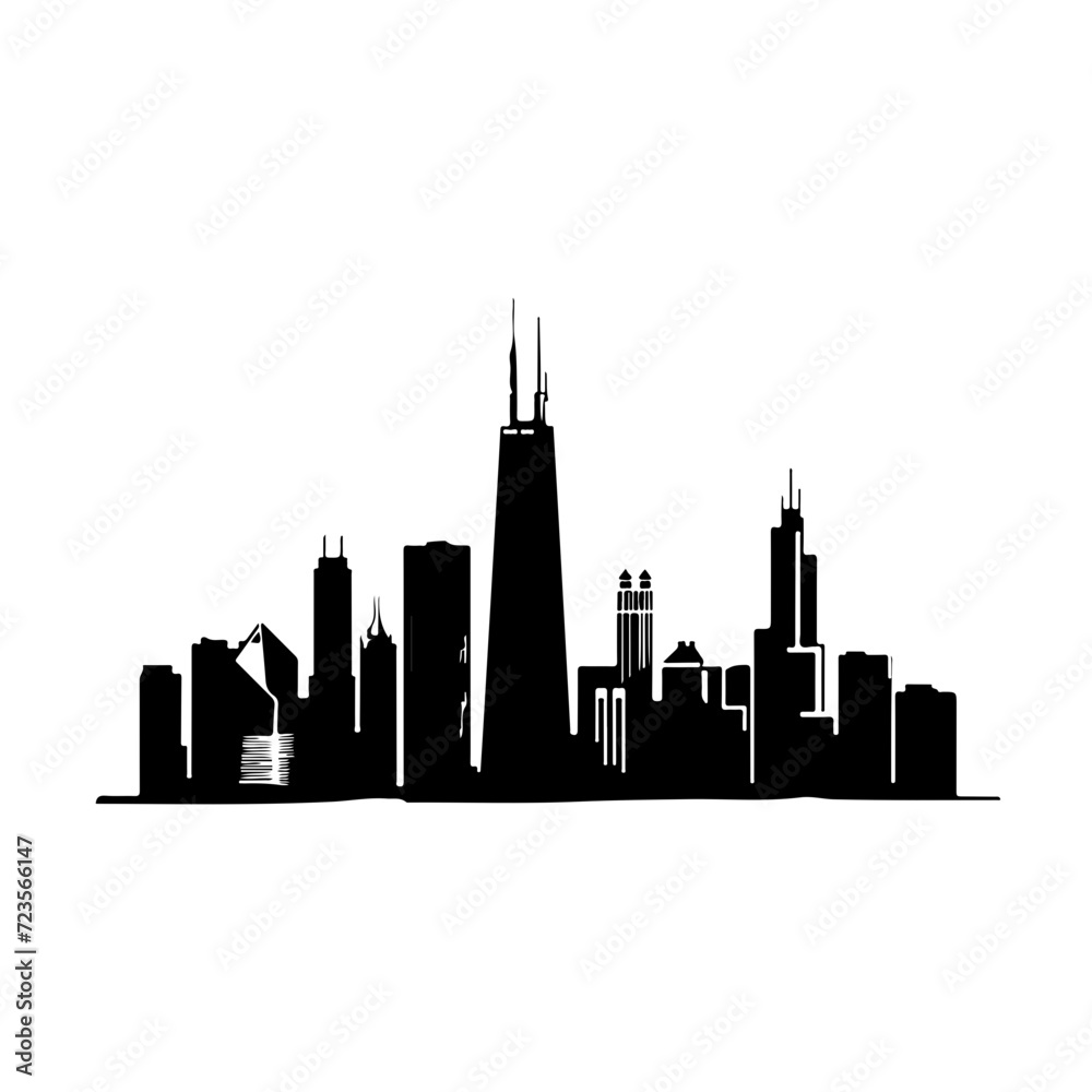 Chicago Skyline Logo Monochrome Design Style