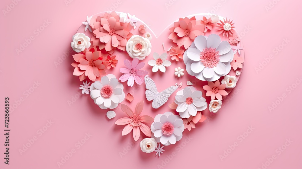 A Creative Arrangement of Pink Flowers in the Shape of a Heart A Creative Arrangement of Pink Flowers in the Shape of a Heart