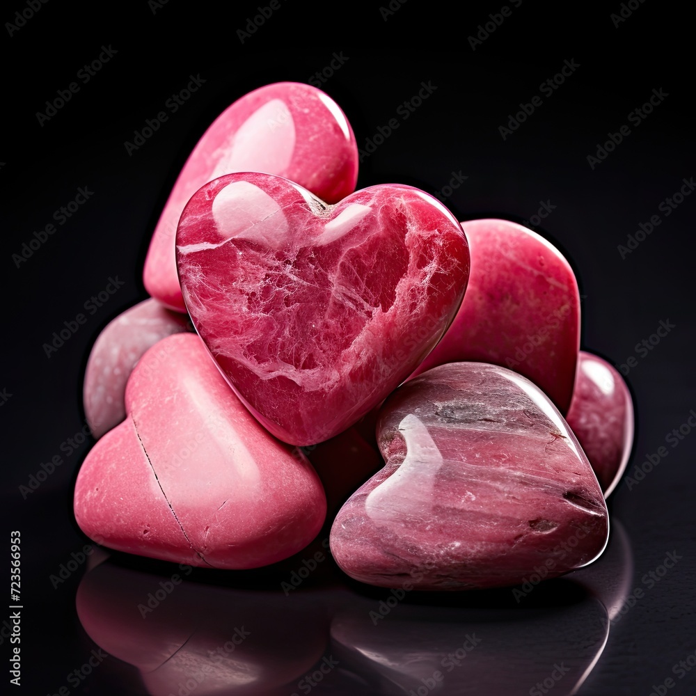 A pile of hearts made of stone