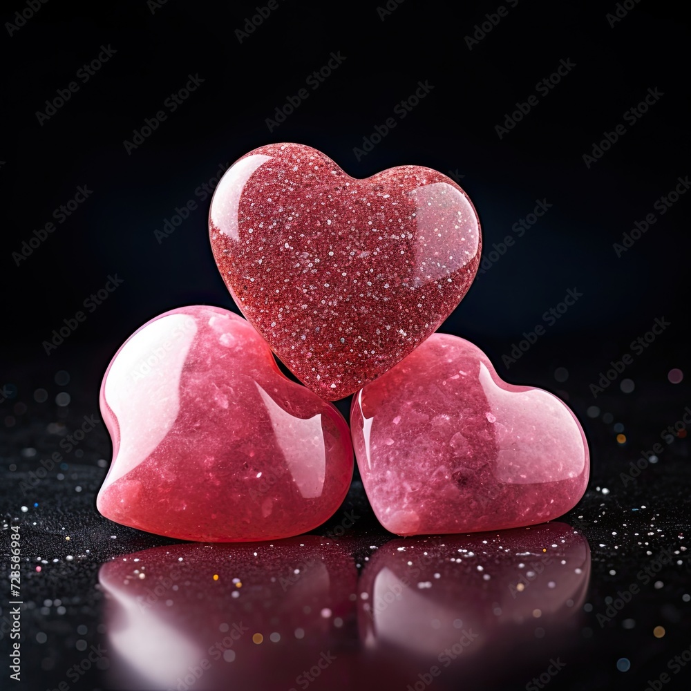 Obraz premium Three Pink Hearts Stacked Together