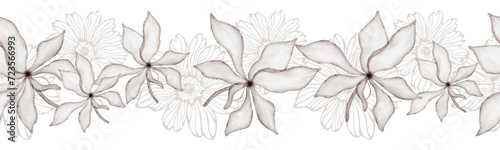 Watercolor flowers. A set of hand-painted abstract botanical illustrations. Isolated white flowers. Delicate wedding sets for postcards, banner sketches.