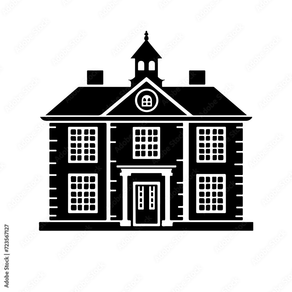 Colonial Architecture Logo Monochrome Design Style