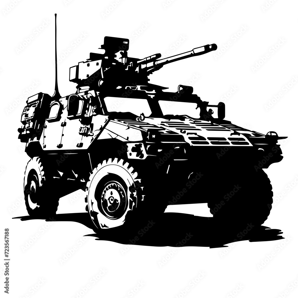 Combat Vehicle Logo Monochrome Design Style