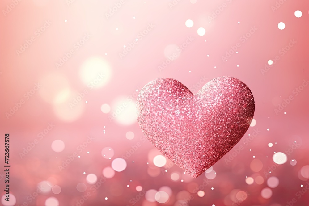 Love Heart Background with Pink and White Heart-shaped Glitters