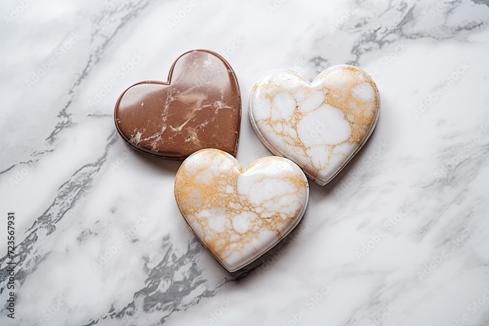 Obraz premium Heart-shaped Sugar Cookies on Marble Surface