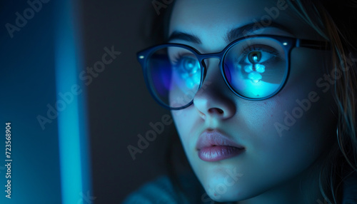 Programming, business and woman working on laptop at night for information technology agency and artificial intelligence. Female, confident and corporate worker at the office for data analysis