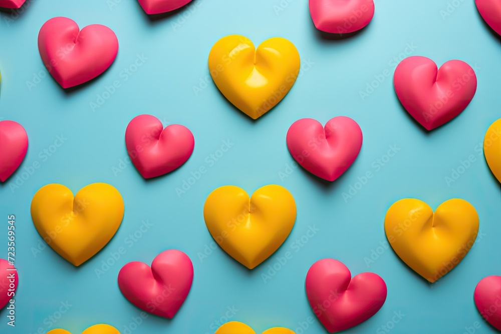 Heart-themed background with a variety of heart-shaped icons