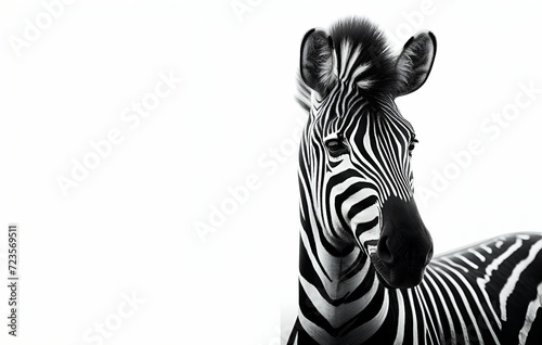 A zebra with a black and white striped mane and nose.  generative ai