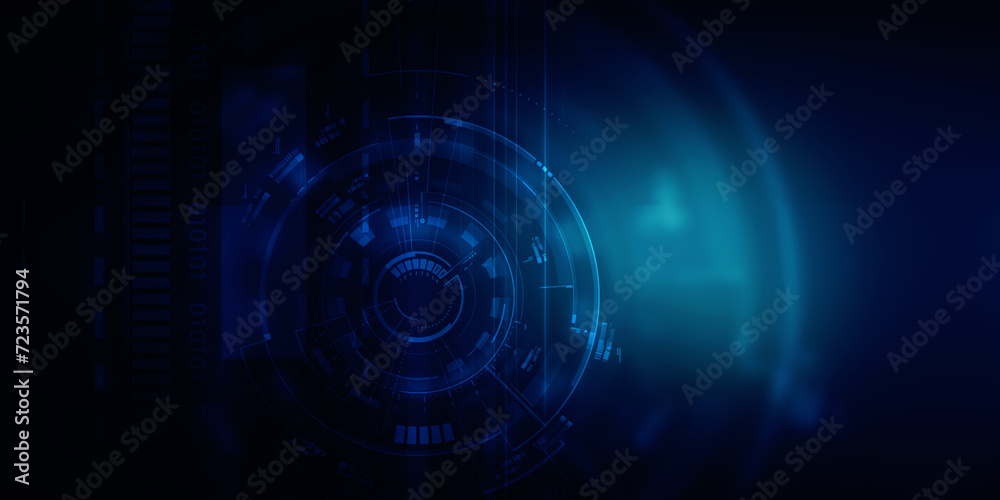 Fototapeta premium 2d illustration Abstract futuristic electronic circuit technology background 