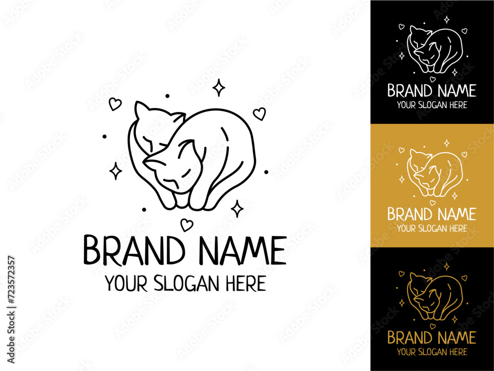 Hand Drawn Cat And Hope Logo Design
