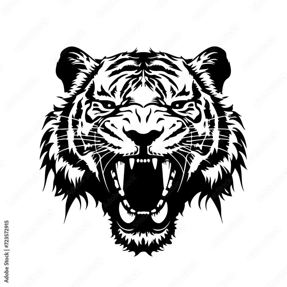 Shart Tiger Teeth Logo Monochrome Design Style