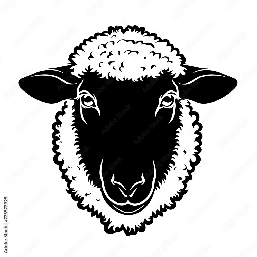 Fototapeta premium Sheep Logo Monochrome Design Style