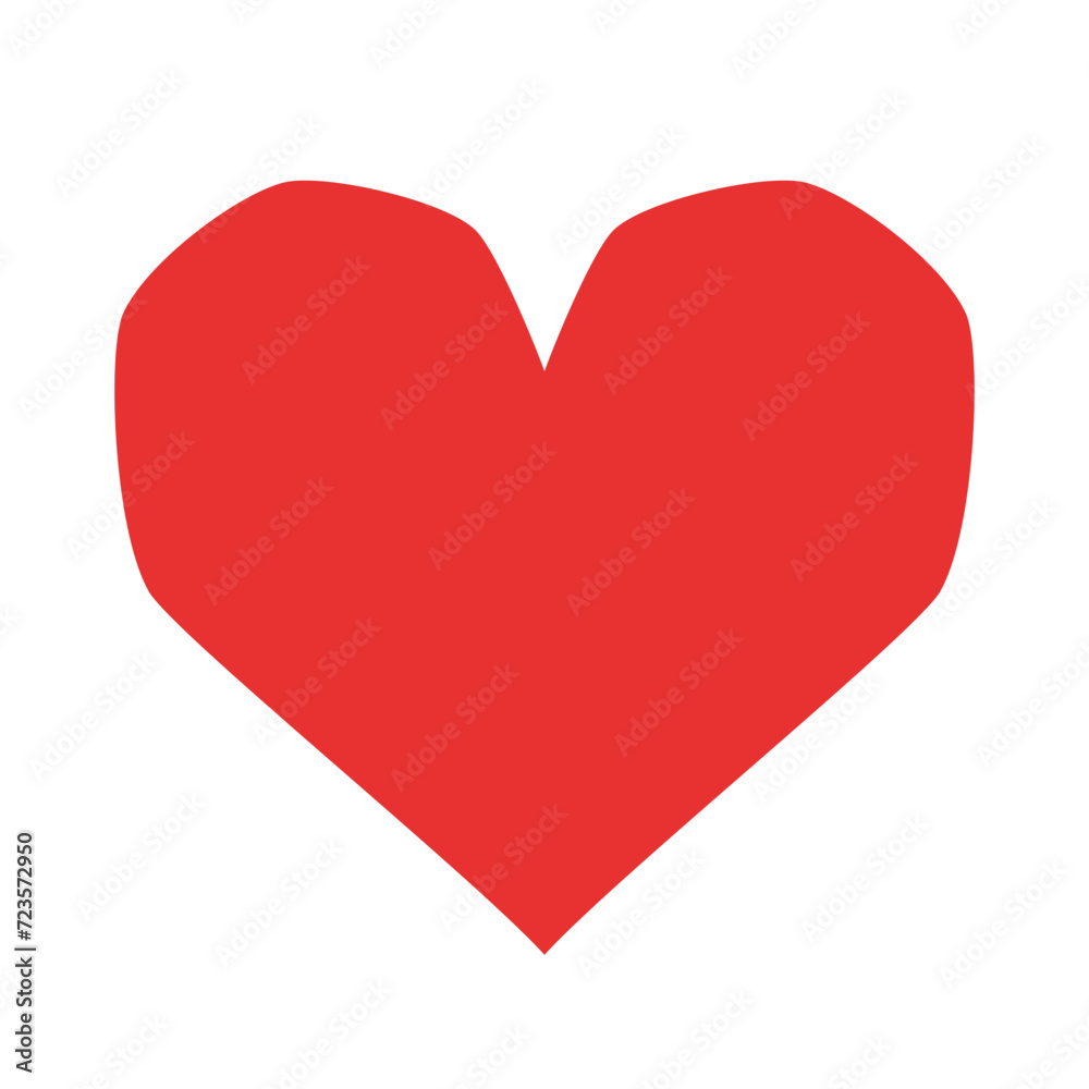 Red Heart icon. Vector illustration in flat style. Valentine day icon. Love icon. Hand drawn heart in doodle style. Love concept.