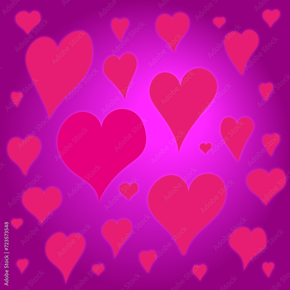 Pink hearts on Valentine's Day pink background