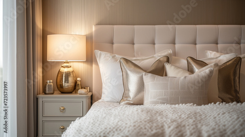 spacious and elegantly designed luxury bedroom with a large comfortable bed photo