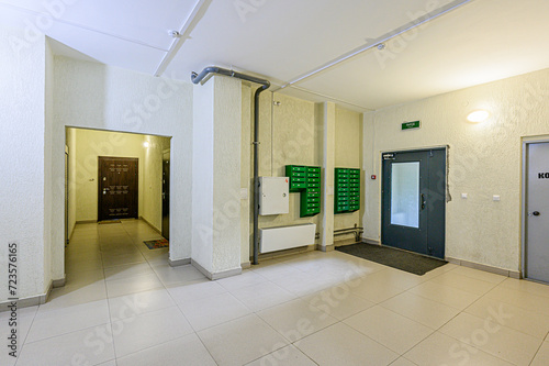 interior public place  house entrance. doors  walls  corridors staircase