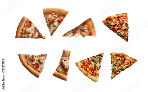 Slices of delicious pizzas . Collection of pizza Slices. 8 Slices.