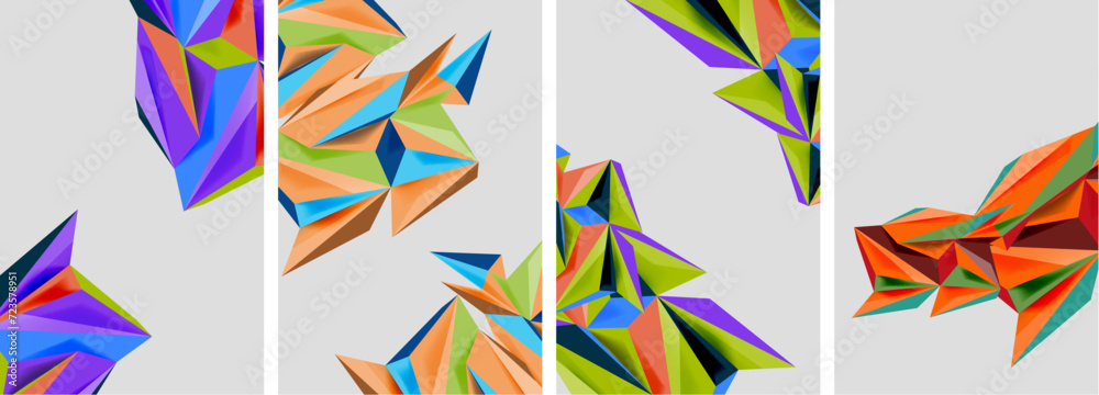Triangle low poly mosaic posters. Vector illustration For Wallpaper, Banner, Background, Card, Book Illustration, landing page Triangle low poly mosaic posters. Vector illustration For Wallpaper, Banner, Background, Card, Book Illustration, landing page