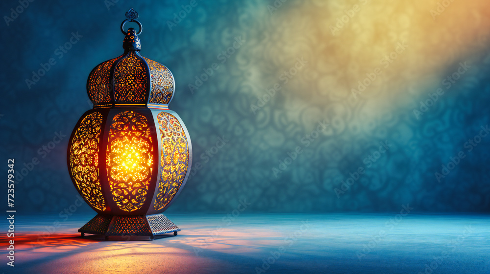 Ramadan Celebration and Lanterns, Islamic Religious Festival Illustration, Oriental Design