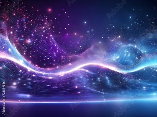 Abstract Waving Particle Technology Background Design. Abstract wave moving dots flow particles, hi-tech and big data background design