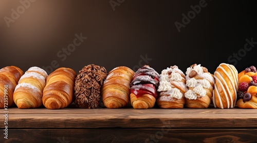 Variety of Delicious Coffee Pastries on Display photo