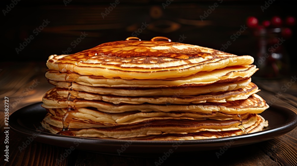 Pancakes Stacked High on a Plate Pancakes Stacked High on a Plate
