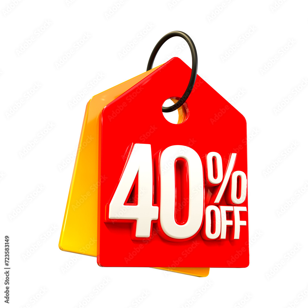 Special offer sale 40% discount sale tags 3d number concept discount promotion sale offer price sign