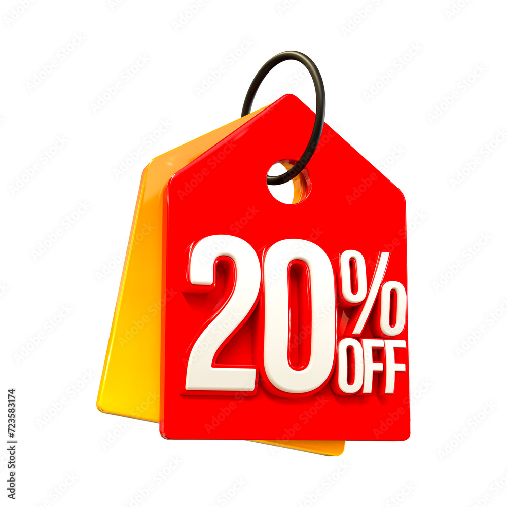 Special offer sale 20% discount sale tags 3d number concept discount promotion sale offer price sign