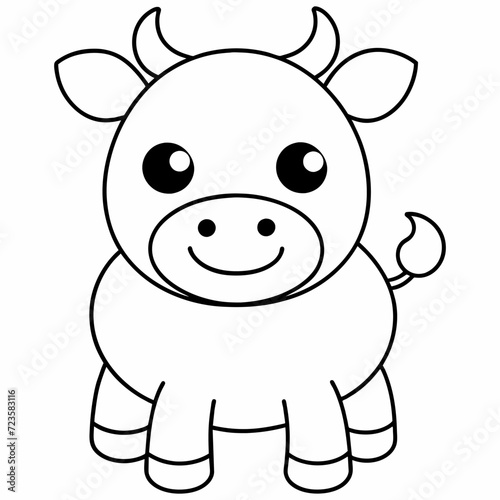 cow black and white vector illustration for coloring book 