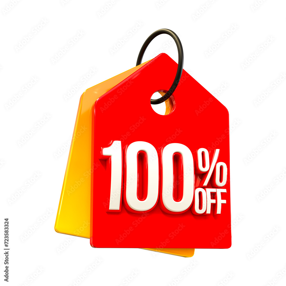 Special offer sale 100% discount sale tags 3d number concept discount promotion sale offer price sign