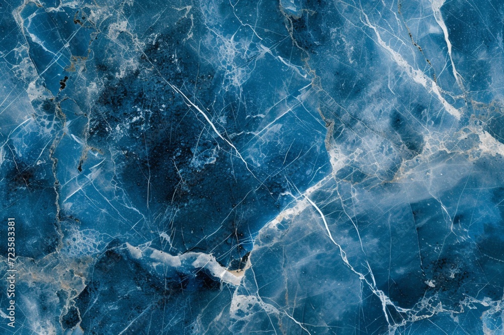 Persian blue square with a smooth, marble-like surface, veined with lighter shades of blue