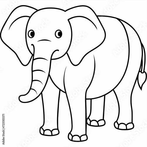 elephant black and white vector illustration for coloring book	