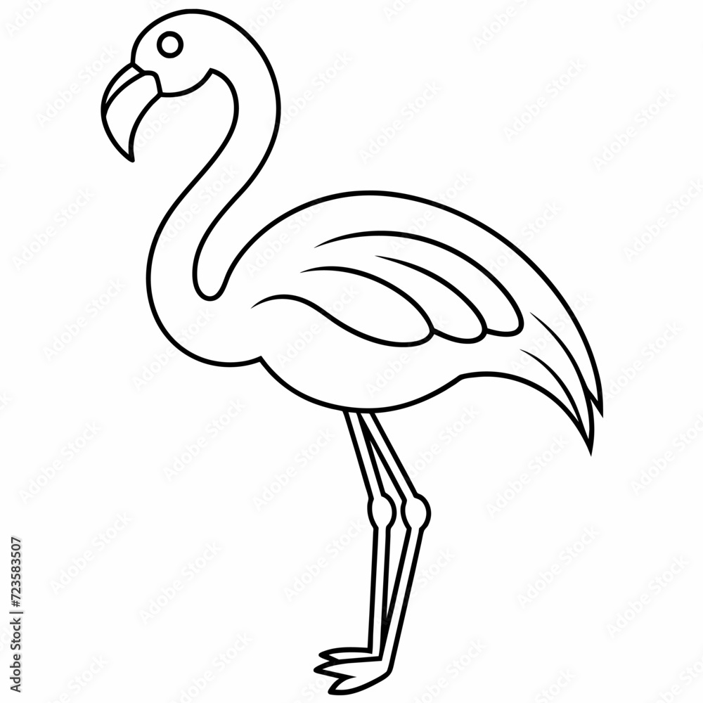 Fototapeta premium flamingo black and white vector illustration for coloring book 