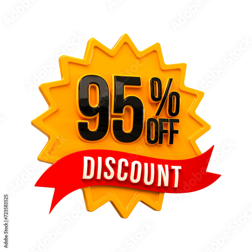 Special offer sale 95% discount sale tags 3d number concept discount promotion sale offer price sign