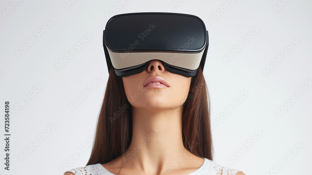Woman wearing VR goggles Woman wearing VR goggles