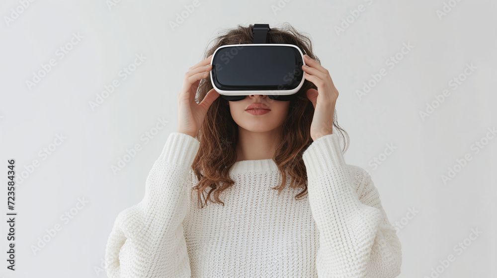 Woman wearing VR goggles Woman wearing VR goggles