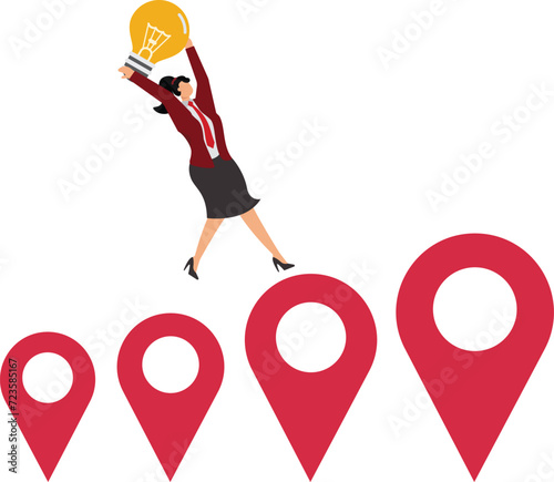 Reaching, Effort, On The Move, Business Strategy, Businesswoman,