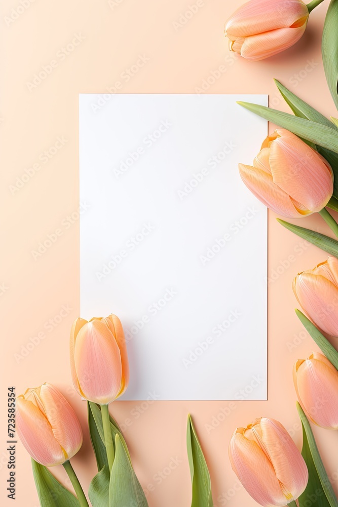 Blank Card - Fresh Tulips and an Envelope