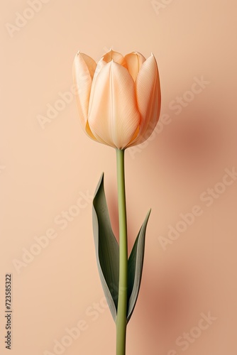 Freshly cut orange tulip in a vase