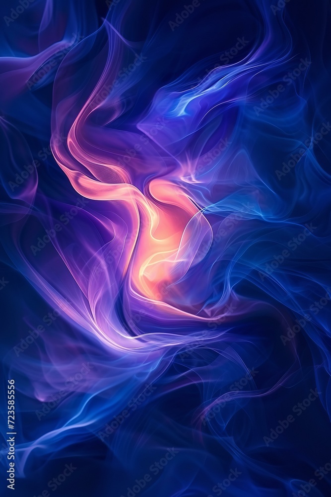 Obraz premium abstract artwork featuring swirling patterns of vibrant colors. Dominant hues include deep blues and purples that are intertwined gracefully