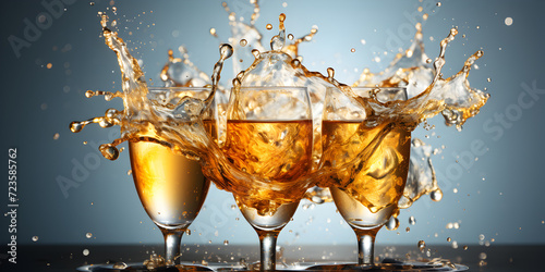 Splash of champagne glasses in party vibe