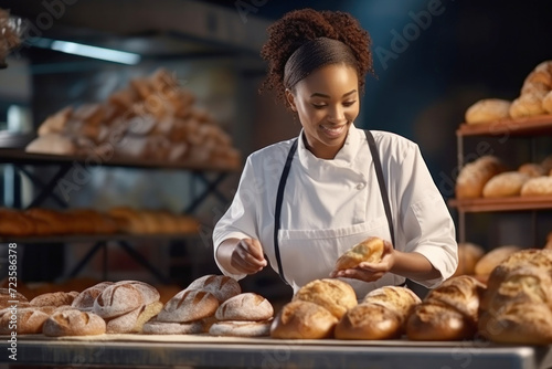 Woman Working in Bakery Making Bread