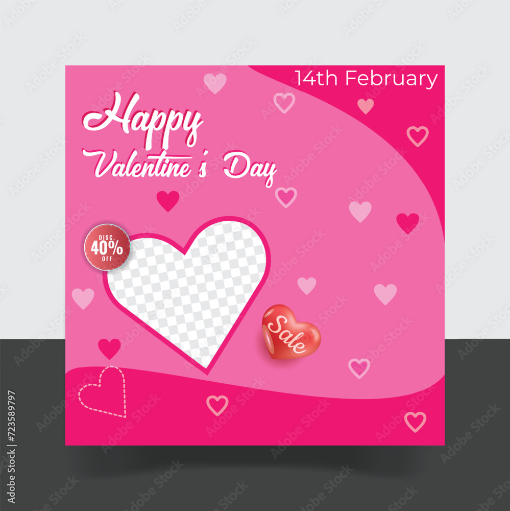 happy valentine social media instagram post banner & webinar invitation poster flyer template