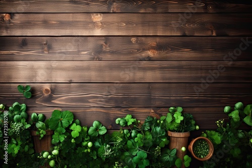 A Wooden Fence with Potted Plants and Greenery